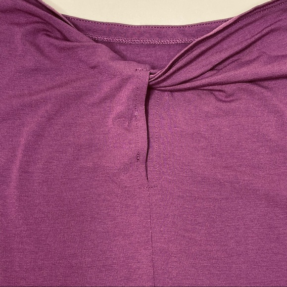 Eileen Fisher Curan Purple Bateau Neckline Twist Back Jersey Dress Size Medium - Picture 7 of 12